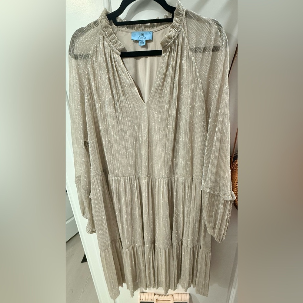 CeCe Metallic Silver Dress